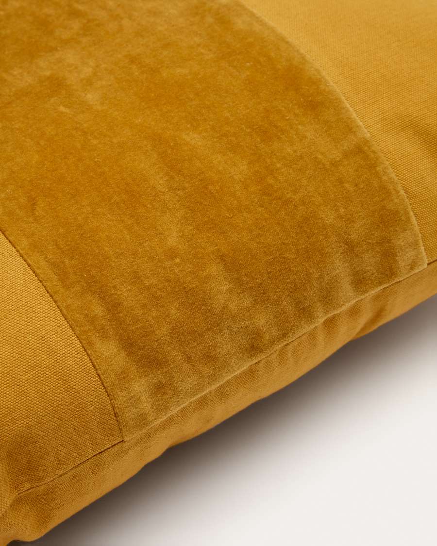 Zaira cushion cover 100% cotton and mustard velvet 45 x 45 cm