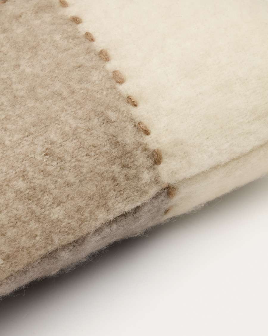 Munira check cushion cover with white and brown stitching 45 x 45cm