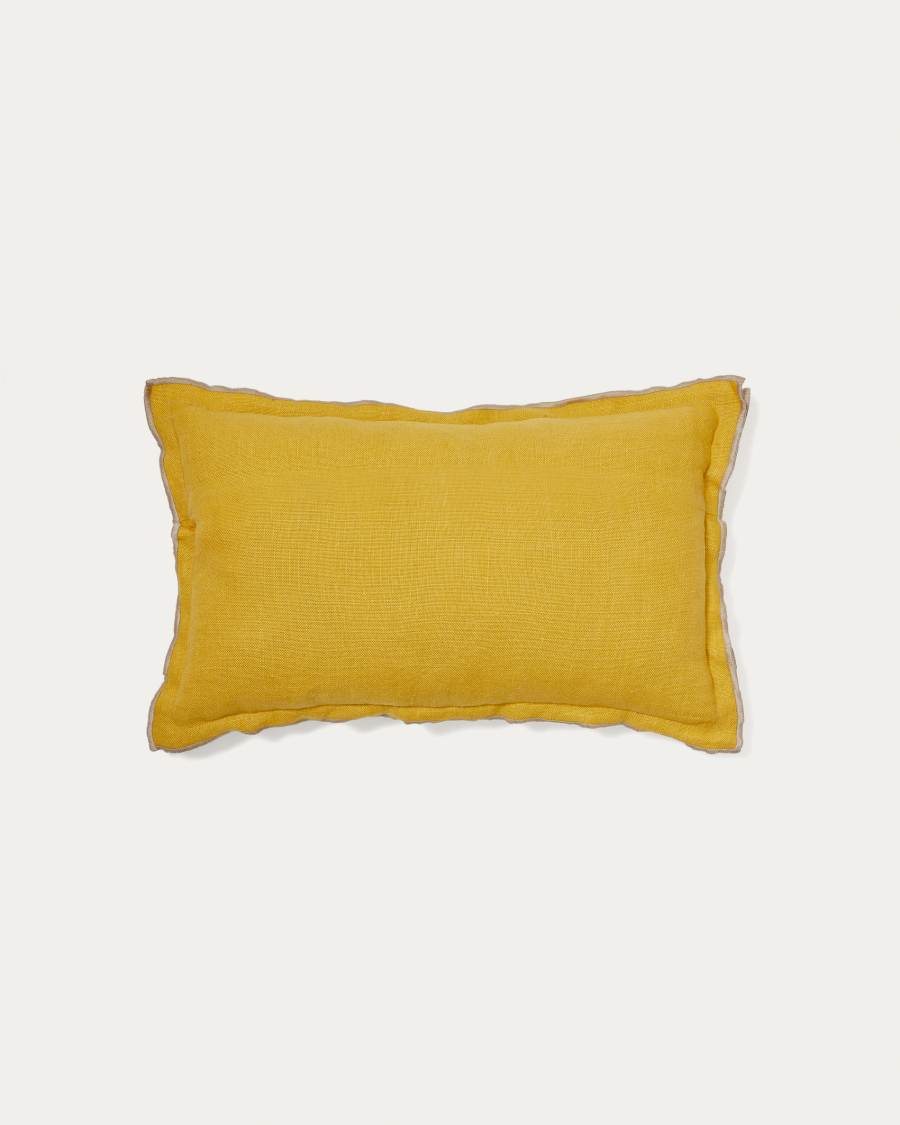 Sagi beige and mustard linen cushion Cover 30 x 50 cm