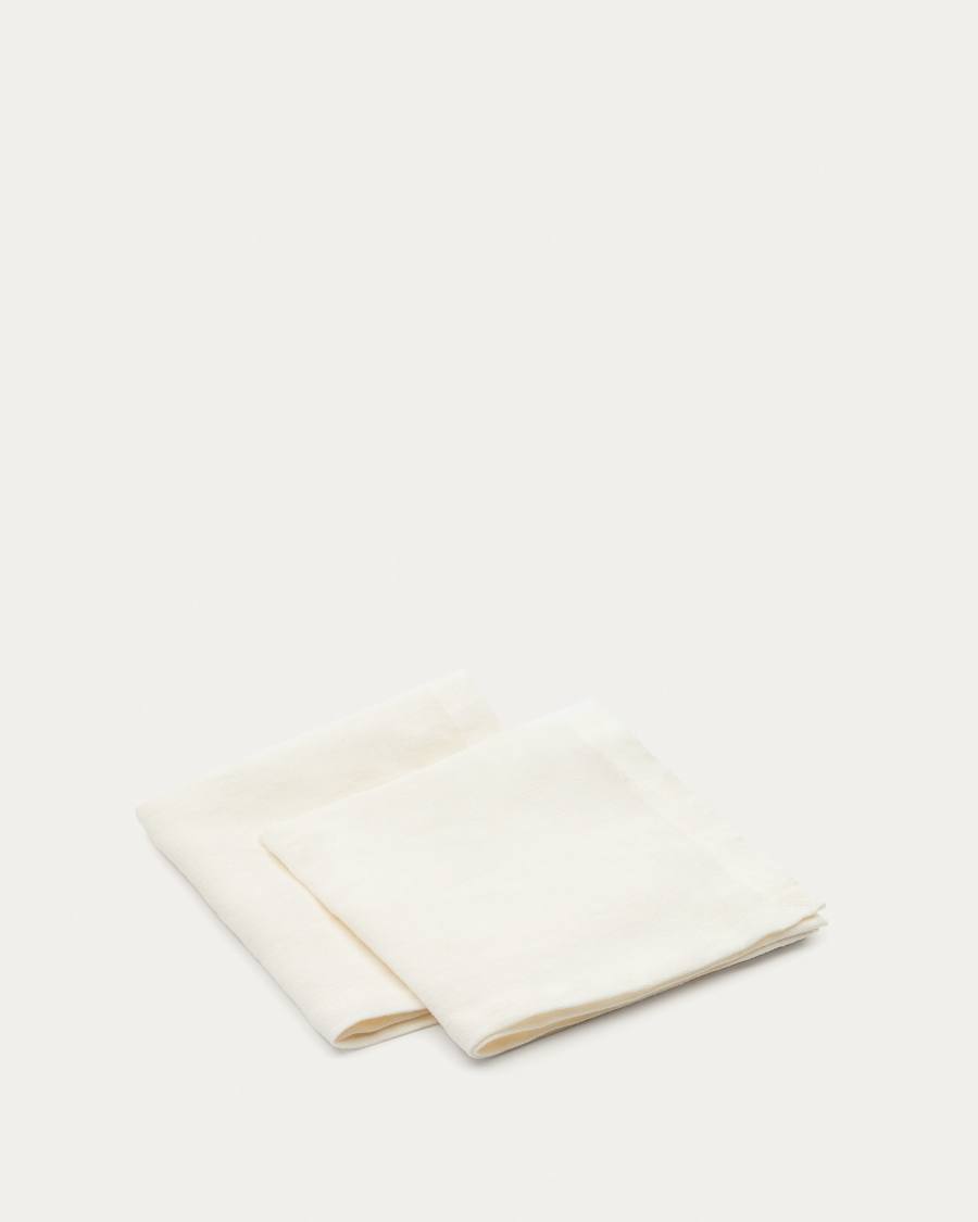 Pals de 2 serviettes, 100% white linen