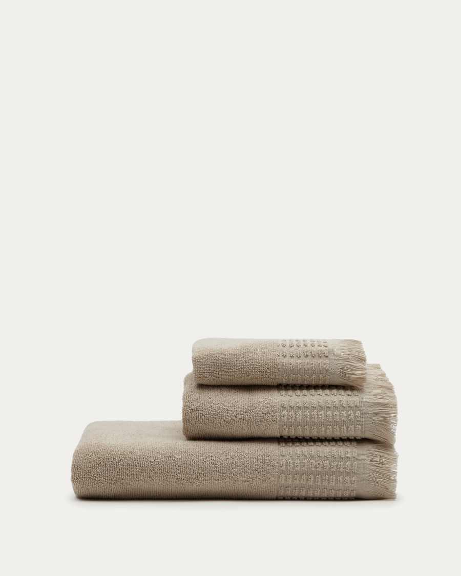 Veta bath towel in 100% beige cotton 70 x 140 cm