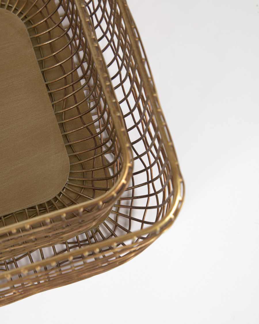 Σετ 2 μεταλλικά καλάθια Waneta, χρυσό ματ φινίρισμα