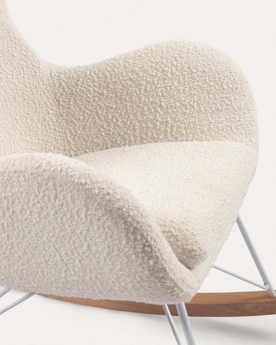 Vania rocking chair in white bouclé