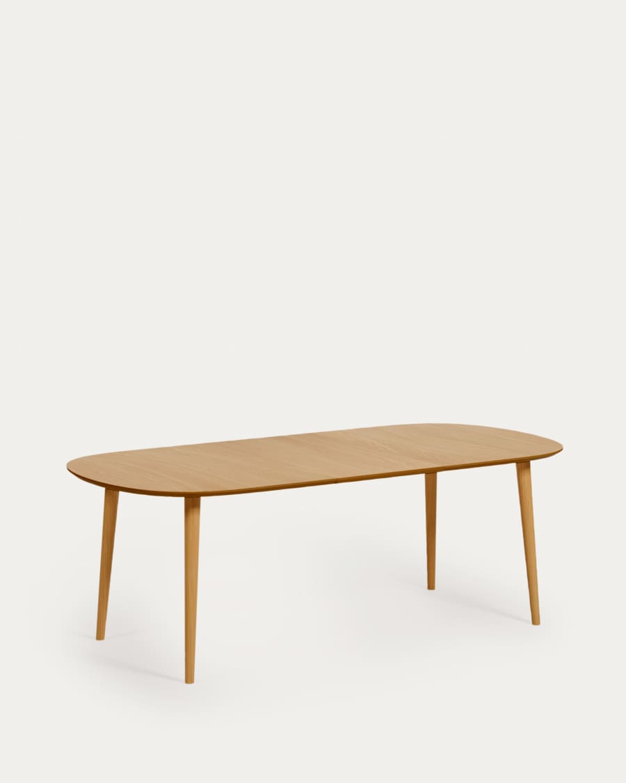 Oqui extendable oak veneer table with solid wood legs 160 (260) x 100 cm