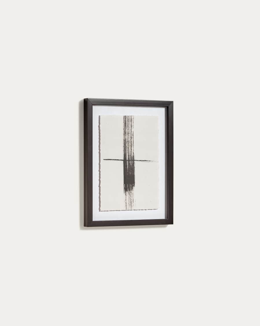 Anaisa painting in white with black horizontal stripe, 30 x 40 cm