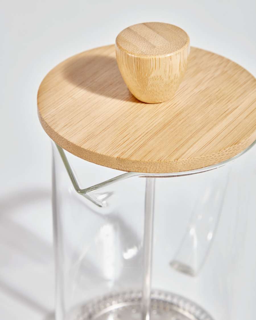 Eumelia Teekanne aus transparentem Glas mit Bambusdeckel