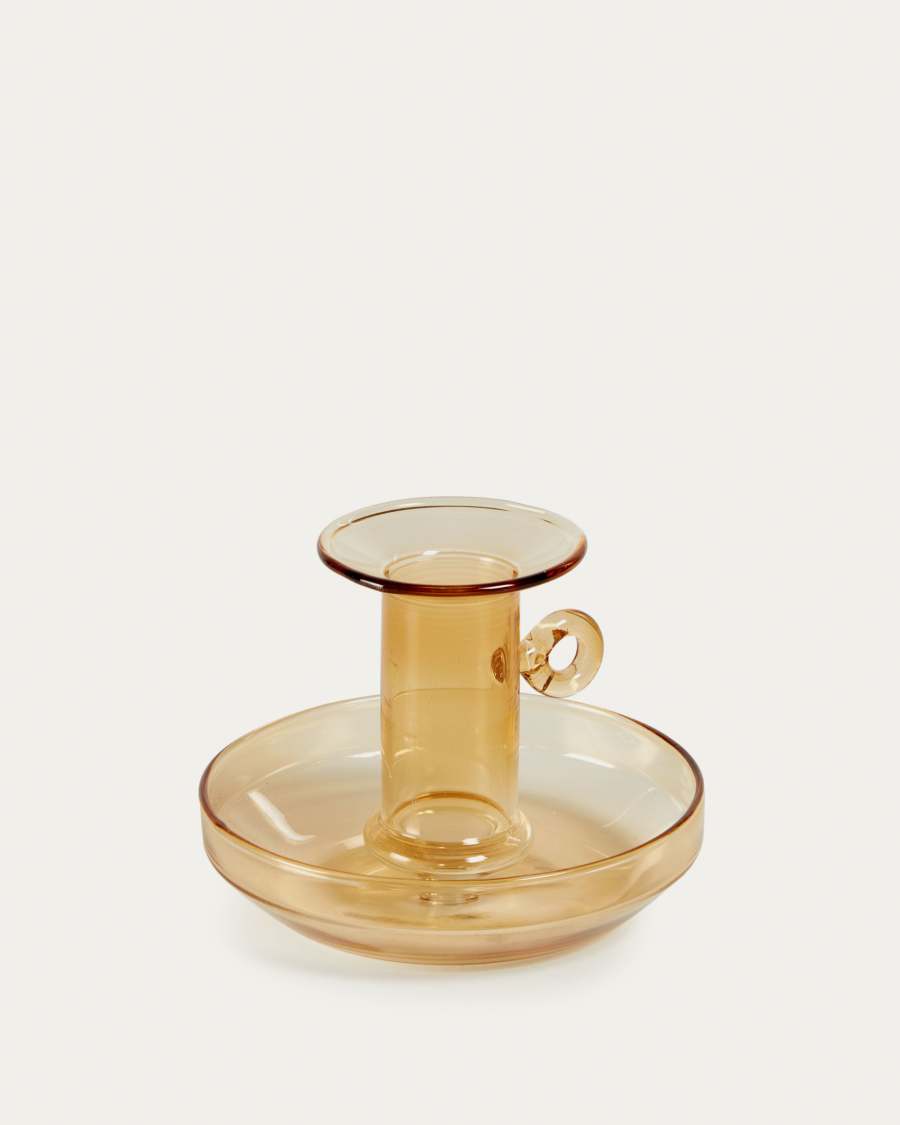 Yumalay large candle holder in orange glass