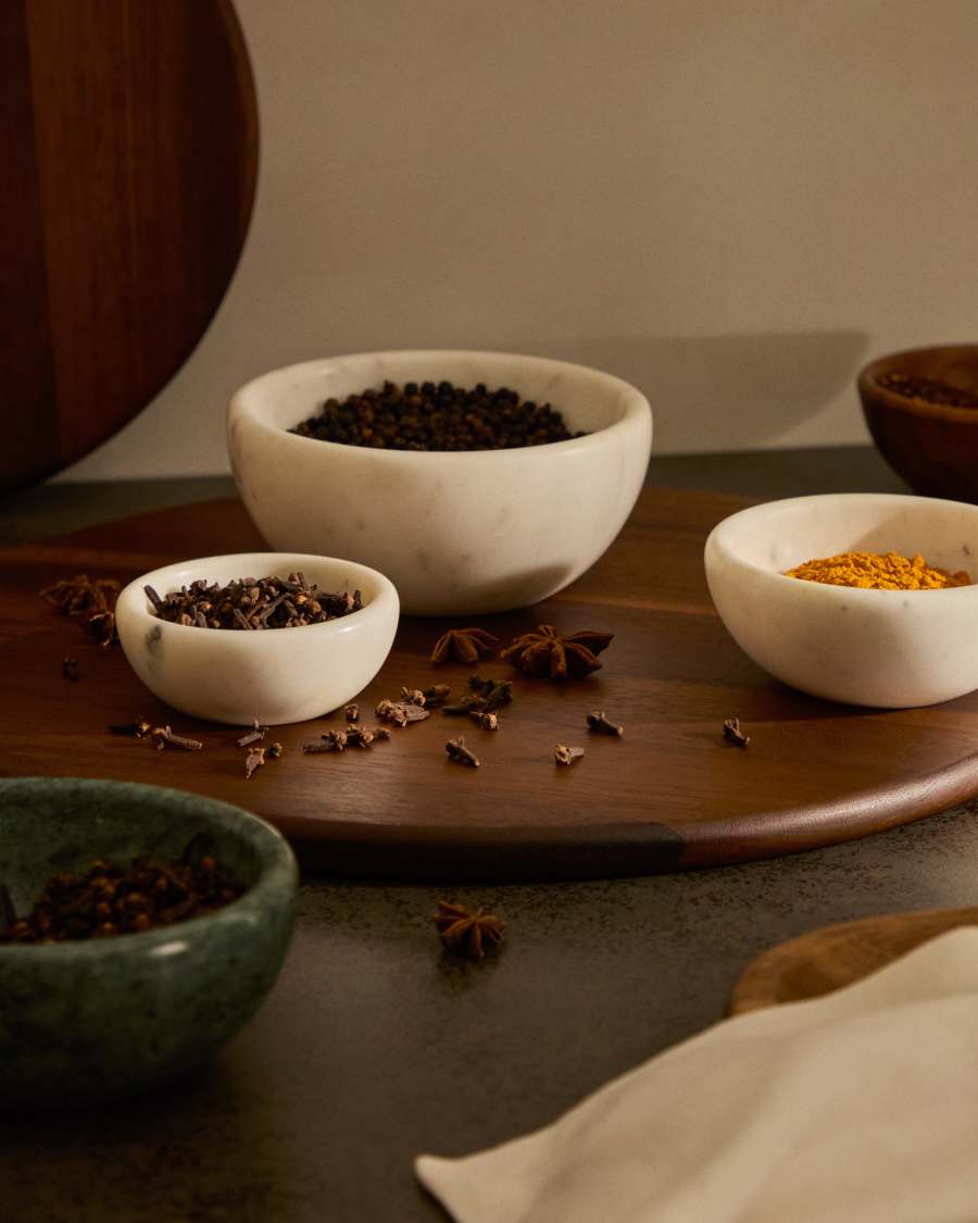 Set Safor di 3 ciotole in marmo bianco