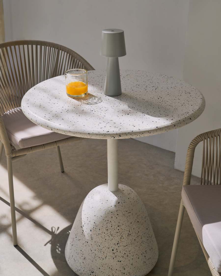 Saura Table in white terrazzo with a white terrazzo top, 75 x Ø70