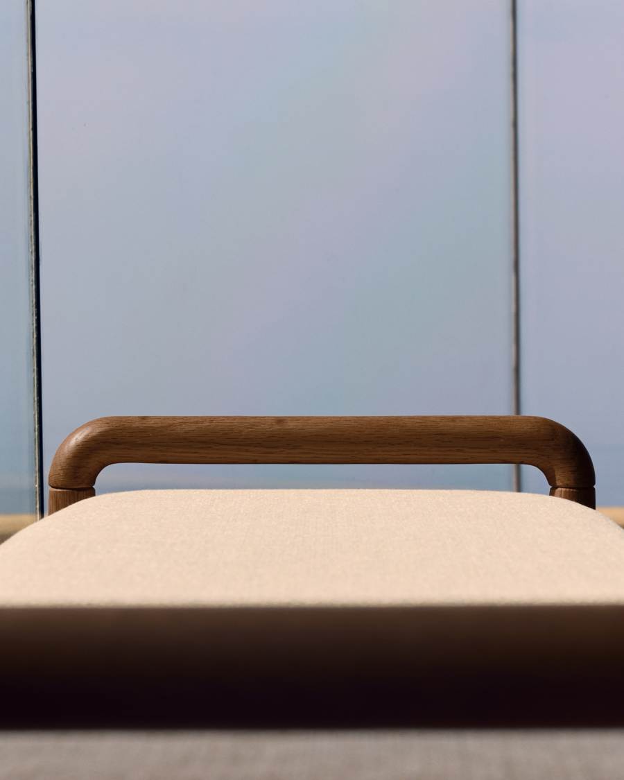 Macaret bench with removable cover solid oak wood with walnut finish 120 cm FSC Mix Credit