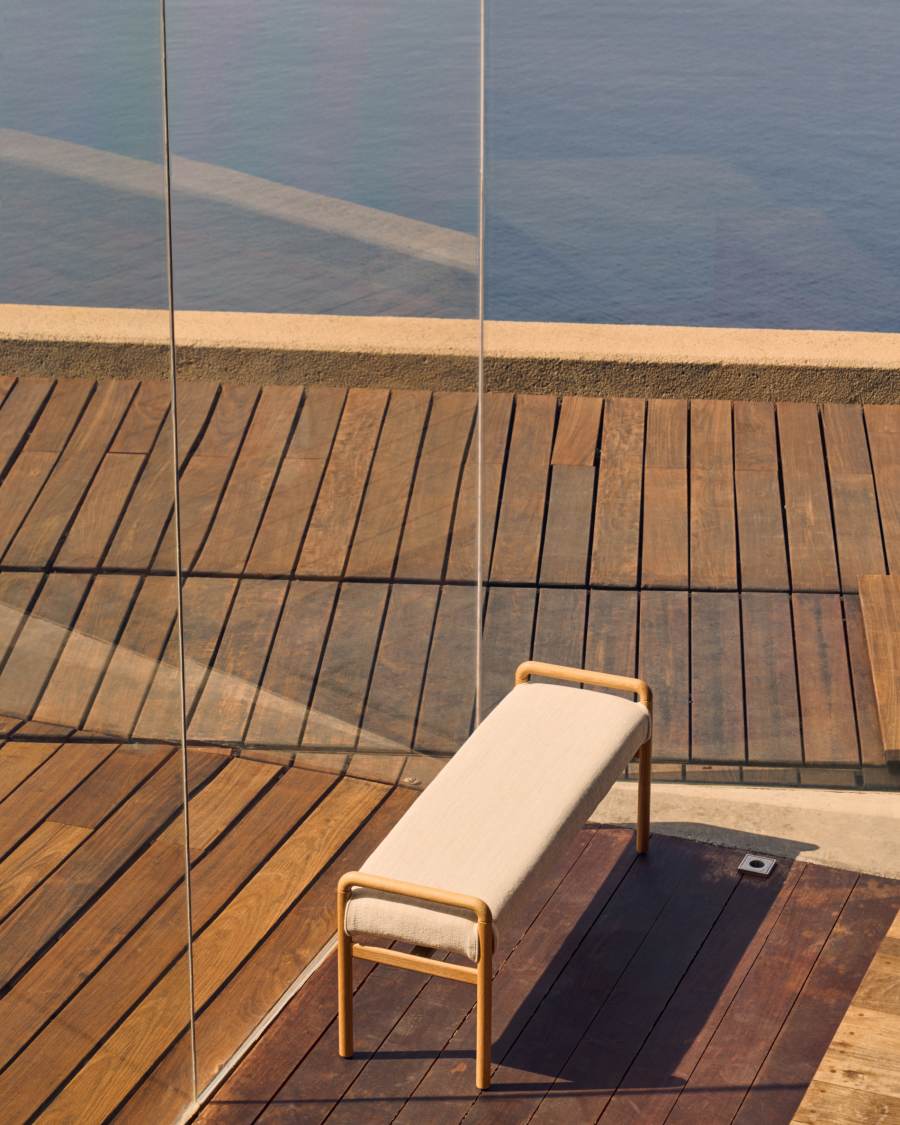 Panca Macaret sfoderabile legno massiccio di rovere finitura naturale 120 cm FSC Mix Credit