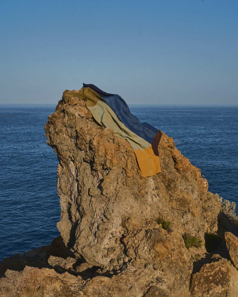 Sater multi-coloured, checked linen and cotton blanket, 130 x 170 cm