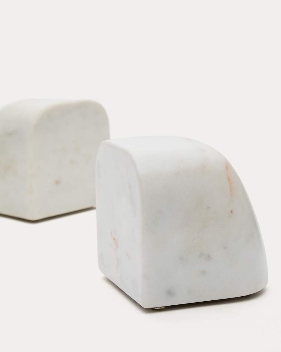 Signe white marble bookends