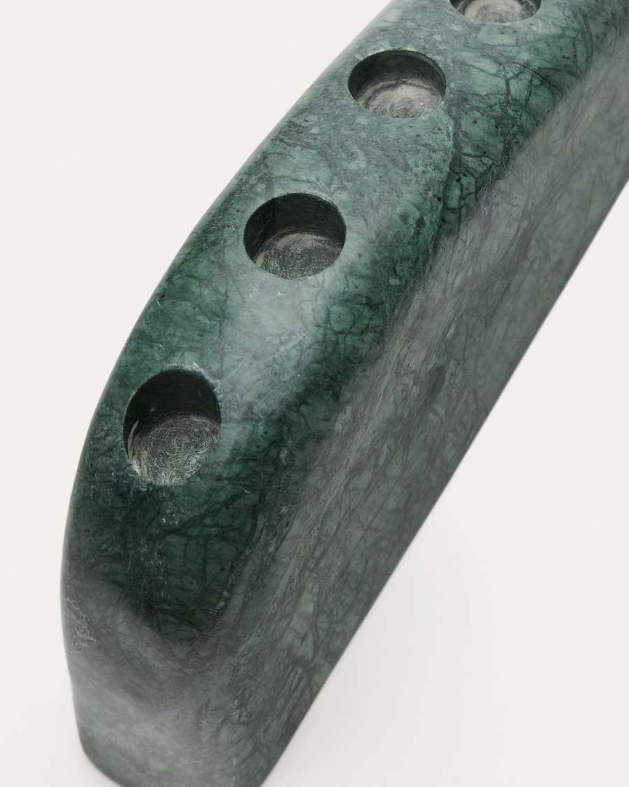 Signe large, green marble candlestick, 10 cm