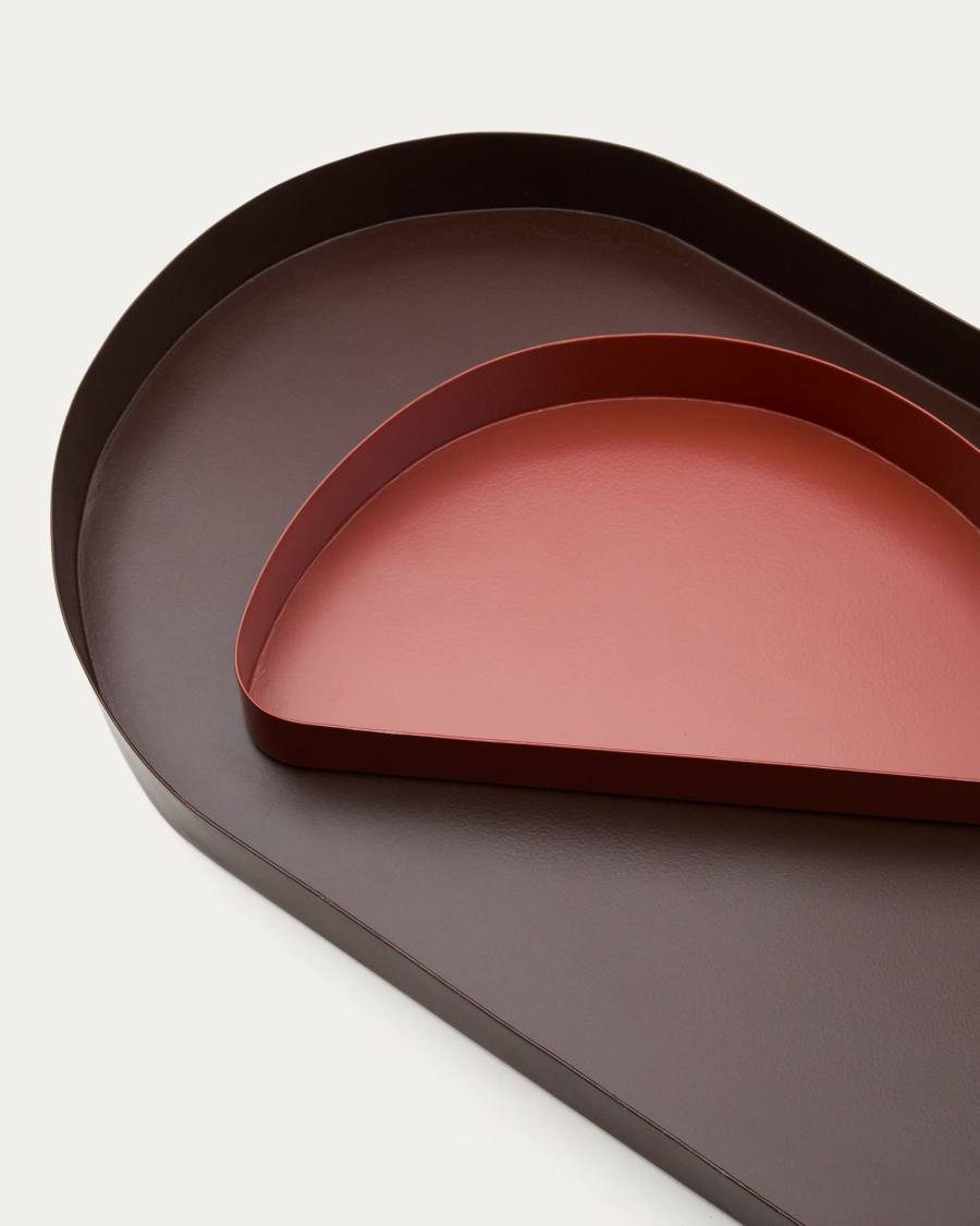 Tablett Mistra aus granatfarbenem und rotem Eisen