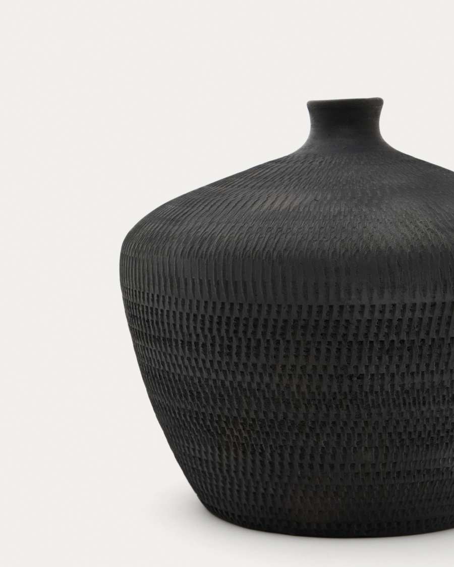 Vase Helve en terre cuite finition noire 24 cm