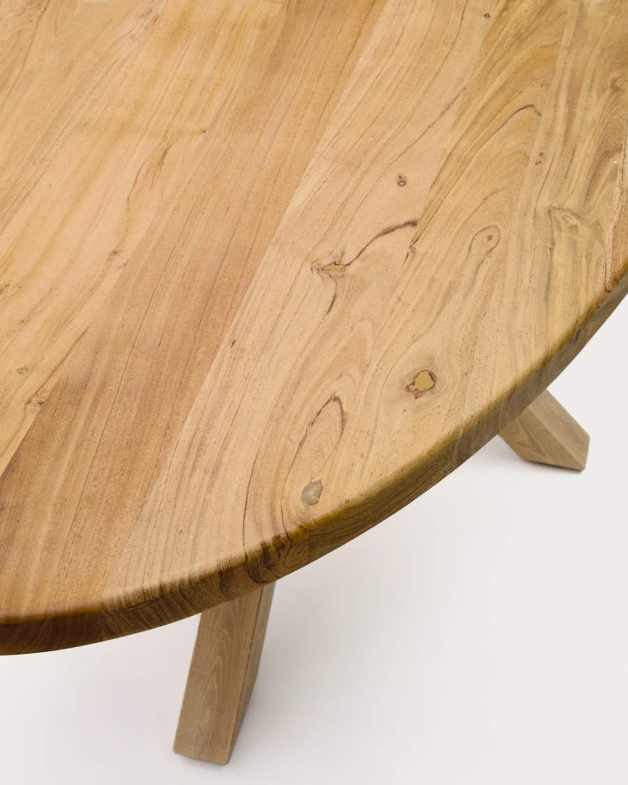 Argo oval table in solid acacia wood and wood-effect steel legs Ø 200 100 cm