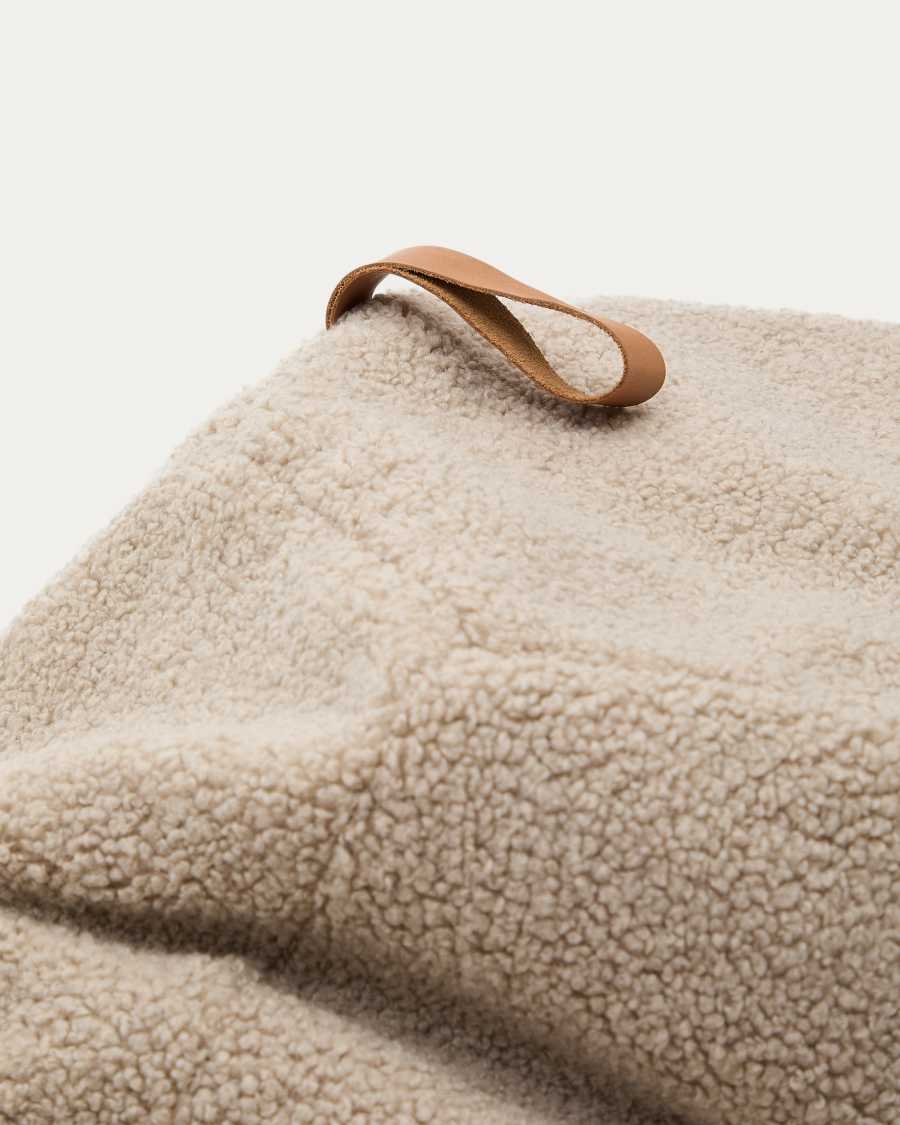 Pouf Vicka en tissu bouclette beige Ø 70 cm