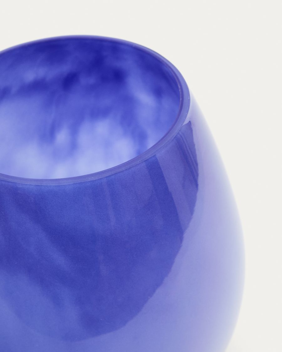 Vase Kelse en verre bleu 21 cm