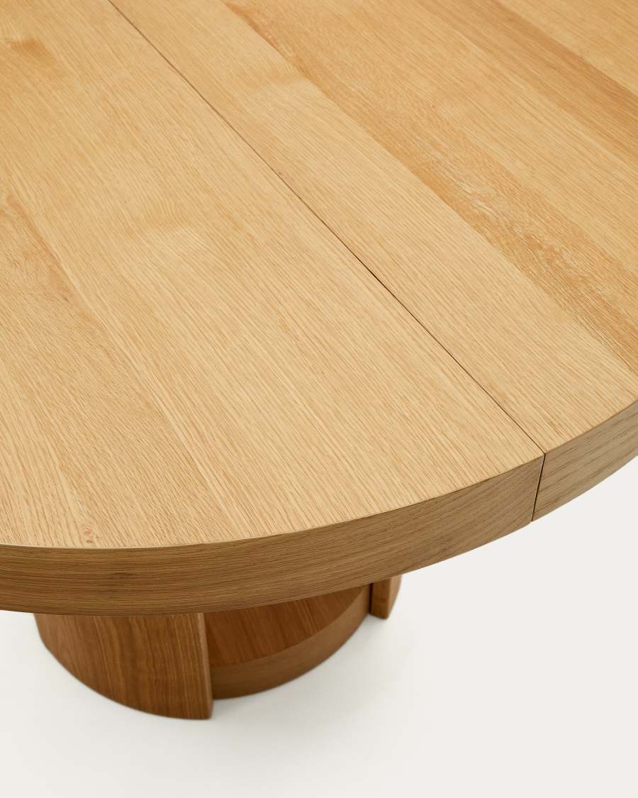 Artis extendable round table in solid wood and oak veneer, 120 (170) cm x 80 cm FSC 100%