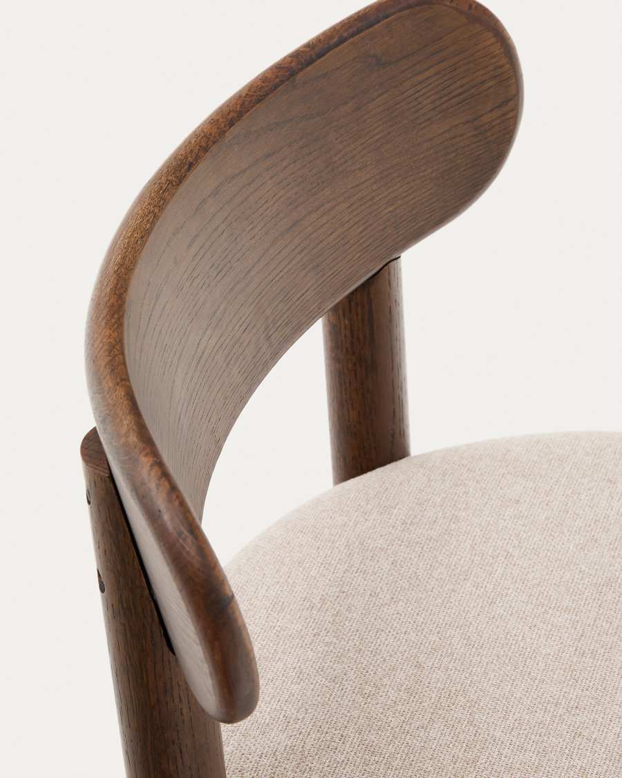 Nebai chair in brown chenille with a solid oak wood structure and walnut finish FSC MIX Credit