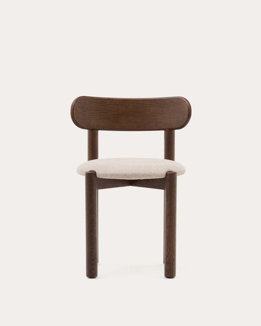 Nebai chair in brown chenille with a solid oak wood structure and walnut finish FSC MIX Credit