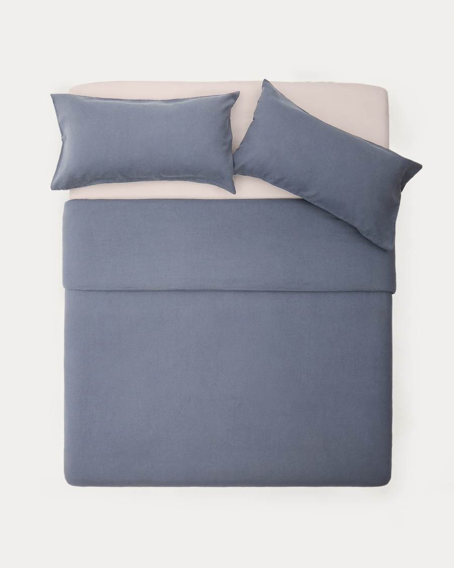 Set Simmel copripiumino e federe di cotone y lino blu per letto 180 cm