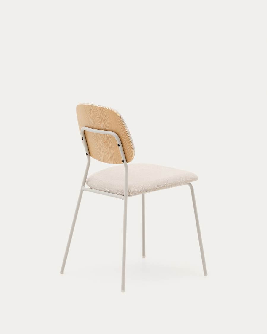Benilda stackable beige chair in oak veneer and steel in a beige finish FSC Mix Credit