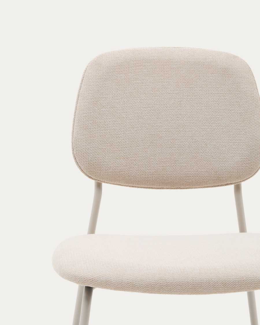 Benilda stackable beige chair in oak veneer and steel in a beige finish FSC Mix Credit