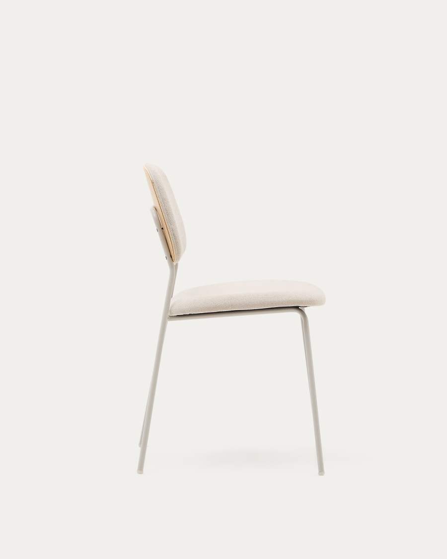 Benilda stackable beige chair in oak veneer and steel in a beige finish FSC Mix Credit