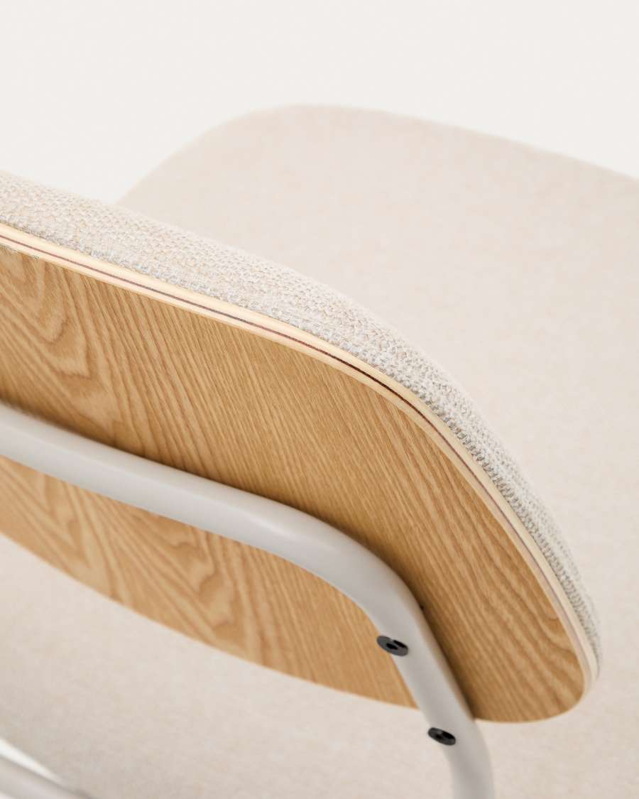 Benilda stackable beige chair in oak veneer and steel in a beige finish FSC Mix Credit