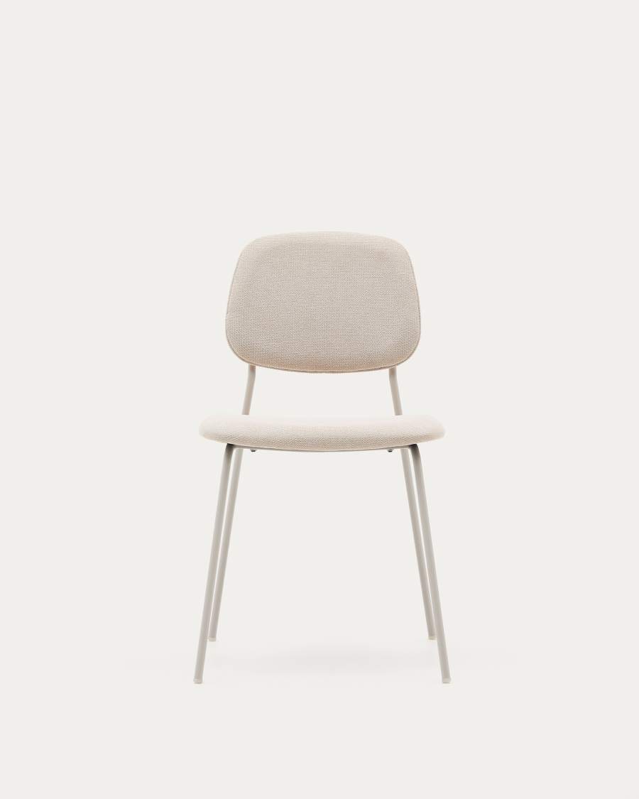 Benilda stackable beige chair in oak veneer and steel in a beige finish FSC Mix Credit