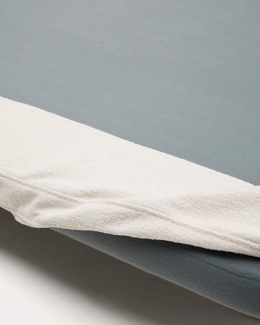 Odum bed with removable covers in beige micro bouclé with solid beech wood legs 180 x 200 cm FSC Mix Credit