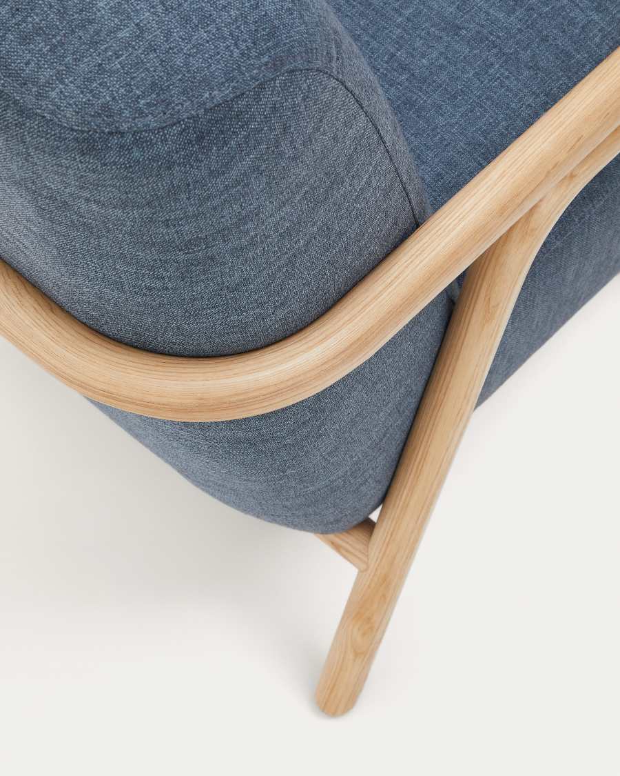 Sylo blue armchair made from solid ash wood, FSC 100%