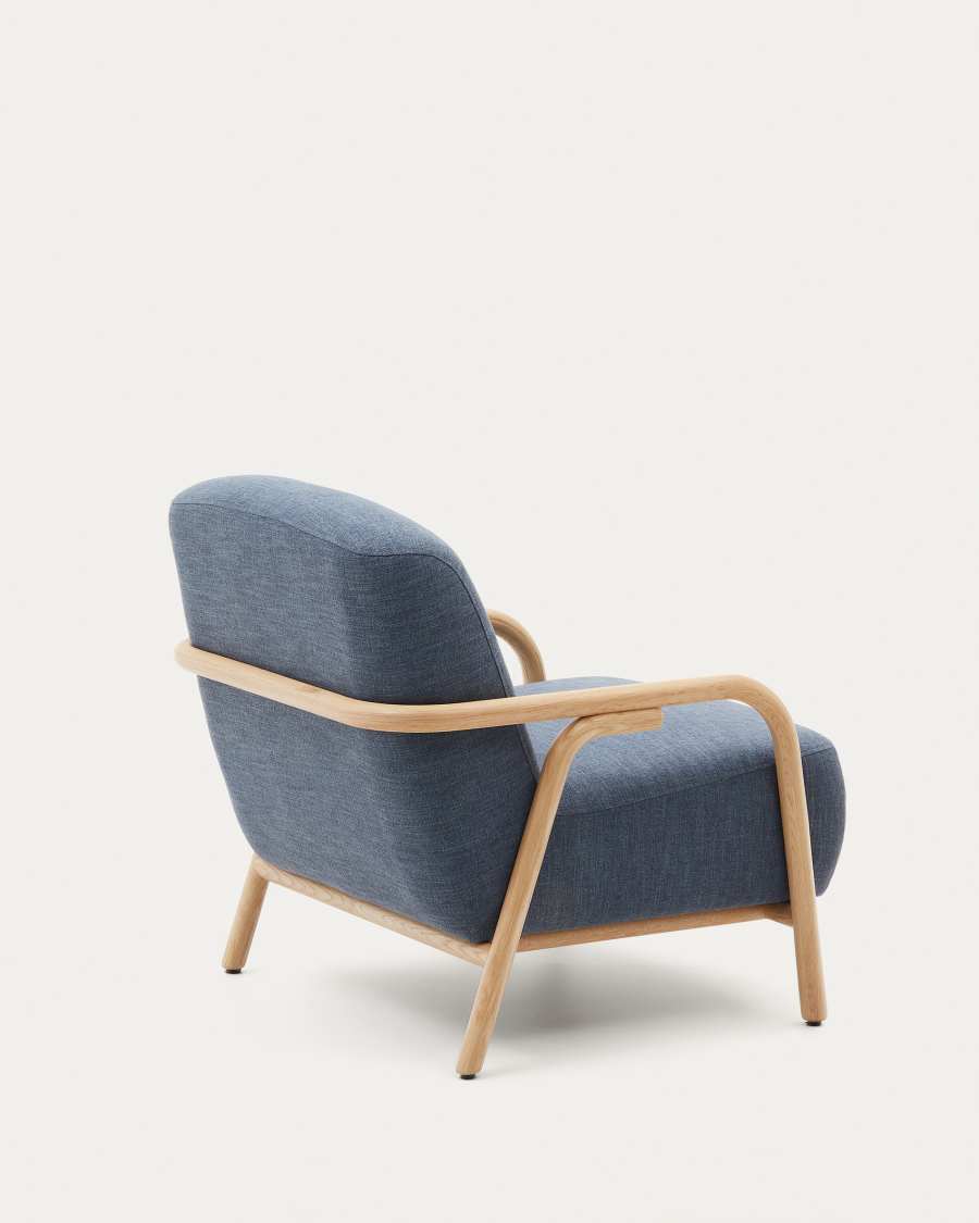 Sylo blue armchair made from solid ash wood, FSC 100%