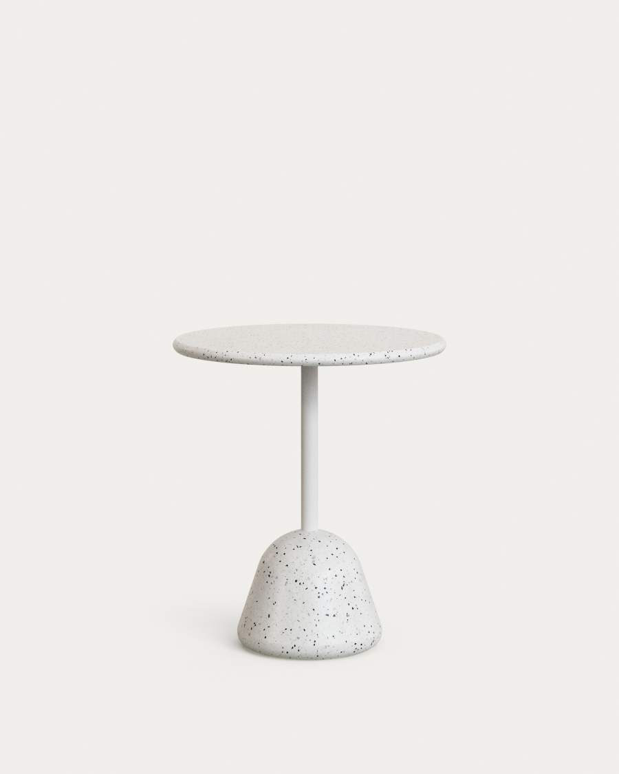 Saura Table in white terrazzo with a white terrazzo top, 75 x Ø70