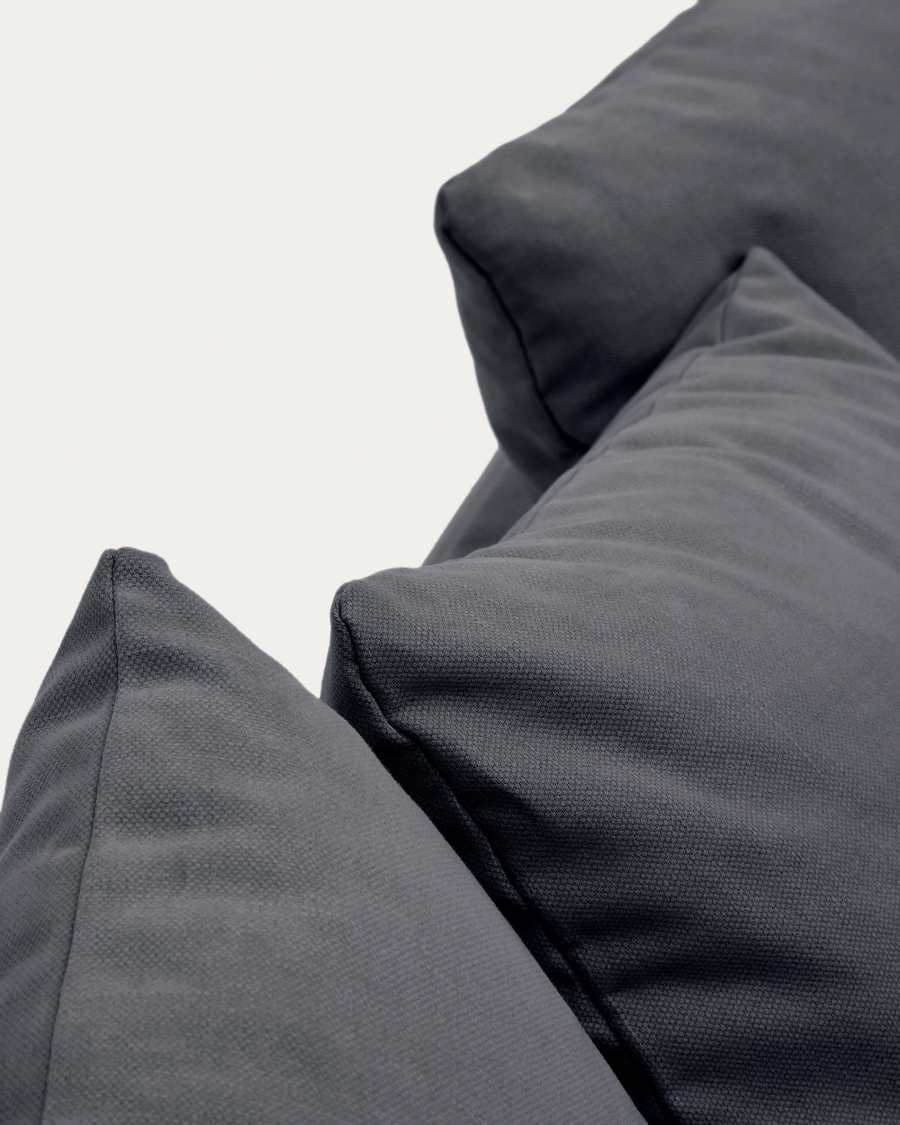 Divano sfoderabile Nora 3 posti con cuscini in lino e cotone grigio antracite 240 cm