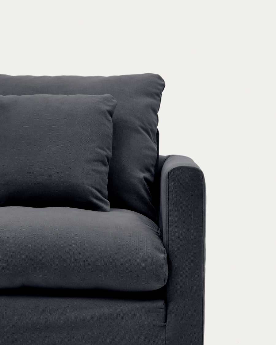 Nora armchair cover in anthracite grey linen and cotton 92cm