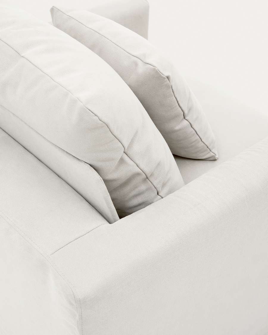 Nora armchair cover in ecru linen and cotton 92cm