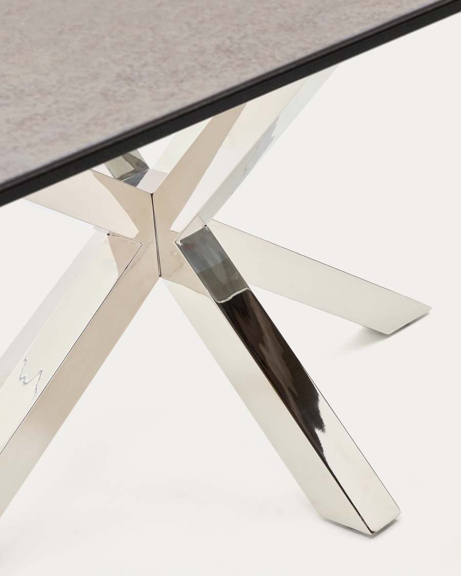Argo table in Iron Moss porcelain and stainless steel legs, 160 x 90 cm