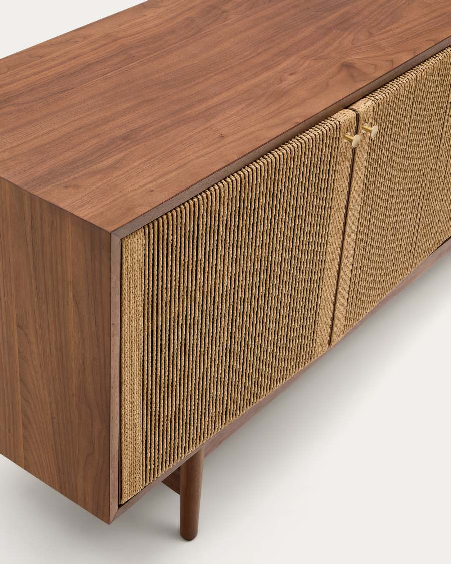 Elan sideboard 2 doors and 2 drawers veneer and solid walnut and cord 180x73cm FSC Mix Credit