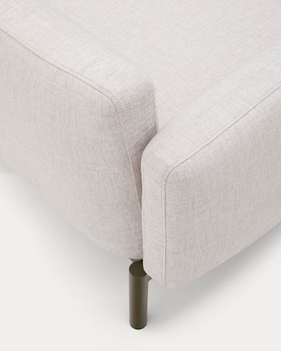 Divano modulare a 4 posti da esterni Sorells con tappezzeria beige e alluminio verde 314 cm