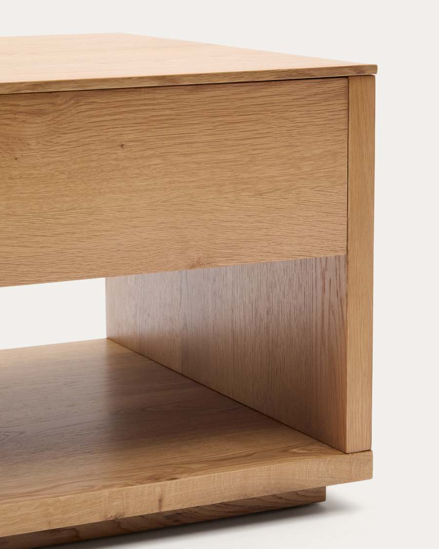 Alguema raisable coffee table in oak veneer with natural finish 120 x 60 cm