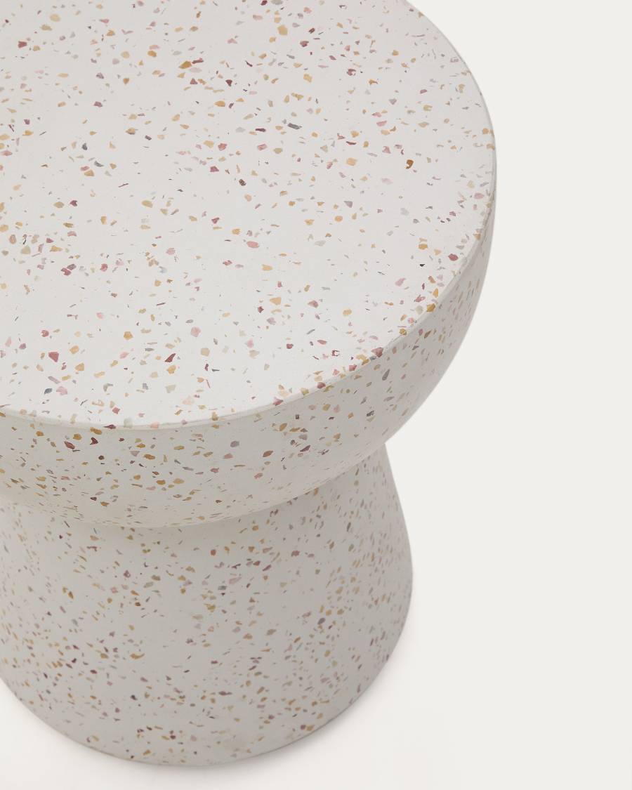 Pada white terrazzo side table, Ø 40 cm