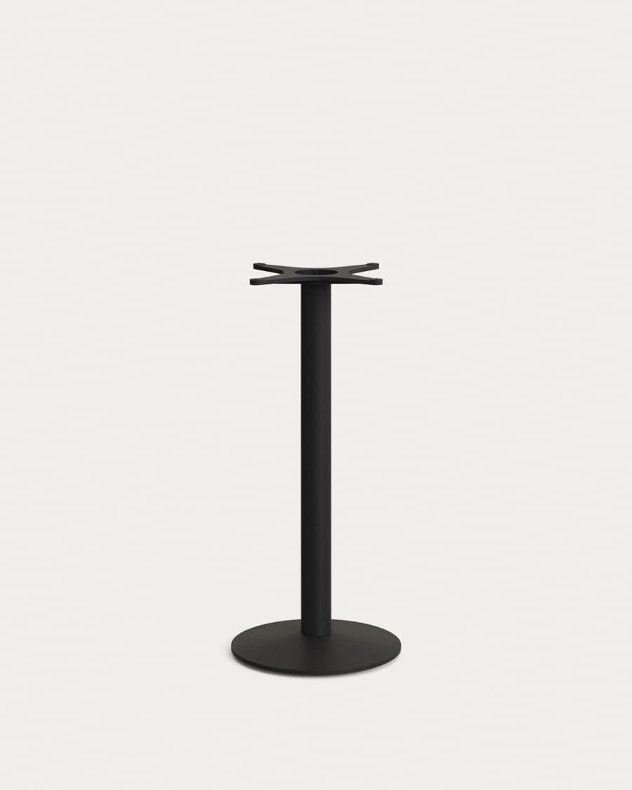 Saura round high bar table made of black metal with a white terrazzo top, 96 x Ø70 cm