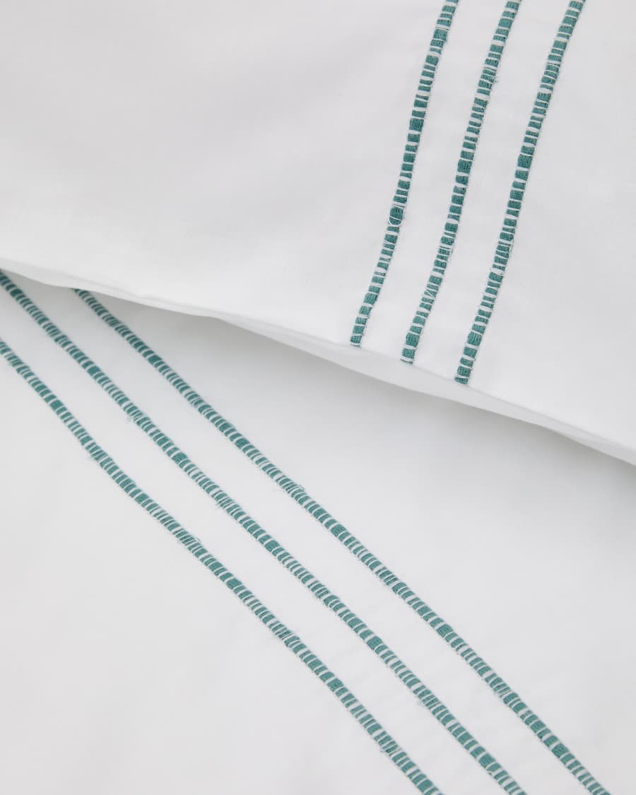 Set Saigan copripiumino e federe 100% cotone percalle 180 bianco con ricamo letto 180 cm