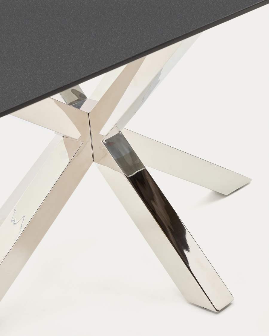 Argo table with black glass and steel legs 200 x 100 cm