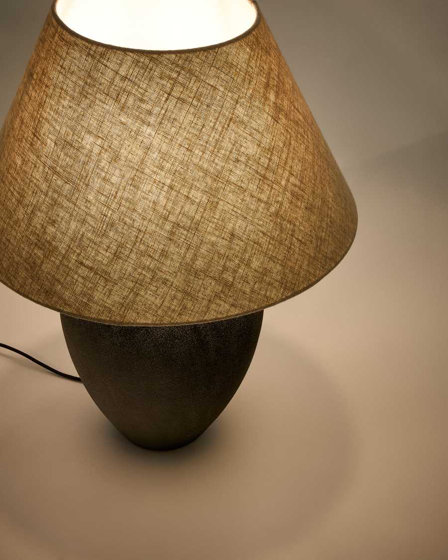 Mercadal ceramic table lamp in a black finish and UK adapter