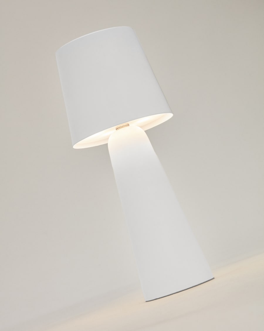Arenys small outdoor metal table lamp in a white painted finish