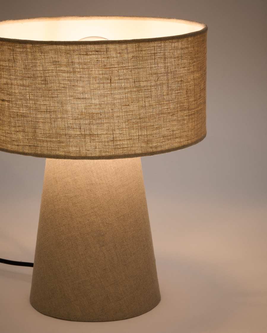 Algaida table lamp in grey fabric with UK adapter